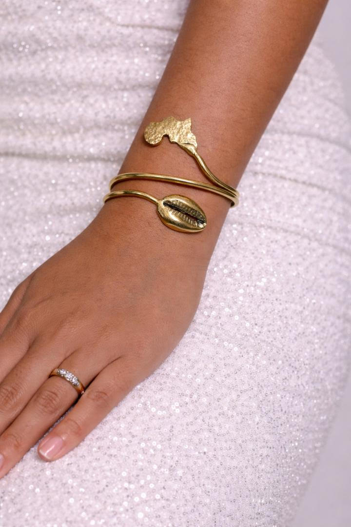 Hammered Gold Afro Comb Cuff Bracelet