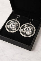 Handmade Black & White Circular Kenyan Beaded Earrings