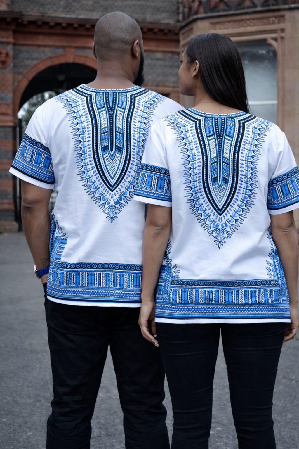 White & Blue Dashiki Shirt