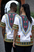 Colourful White African Dashiki Best Shirt 100% Cotton