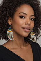 Short Tassel Kenyan Beaded Earrings