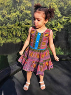 Pink & Blue Dashiki Summer Party Dress Size 3-4 years