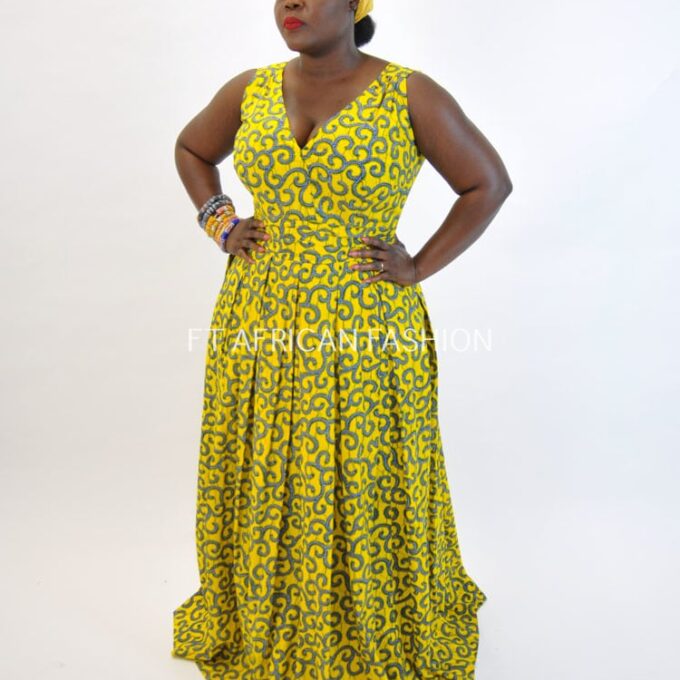 Yellow Ankara Print Maxi Dress