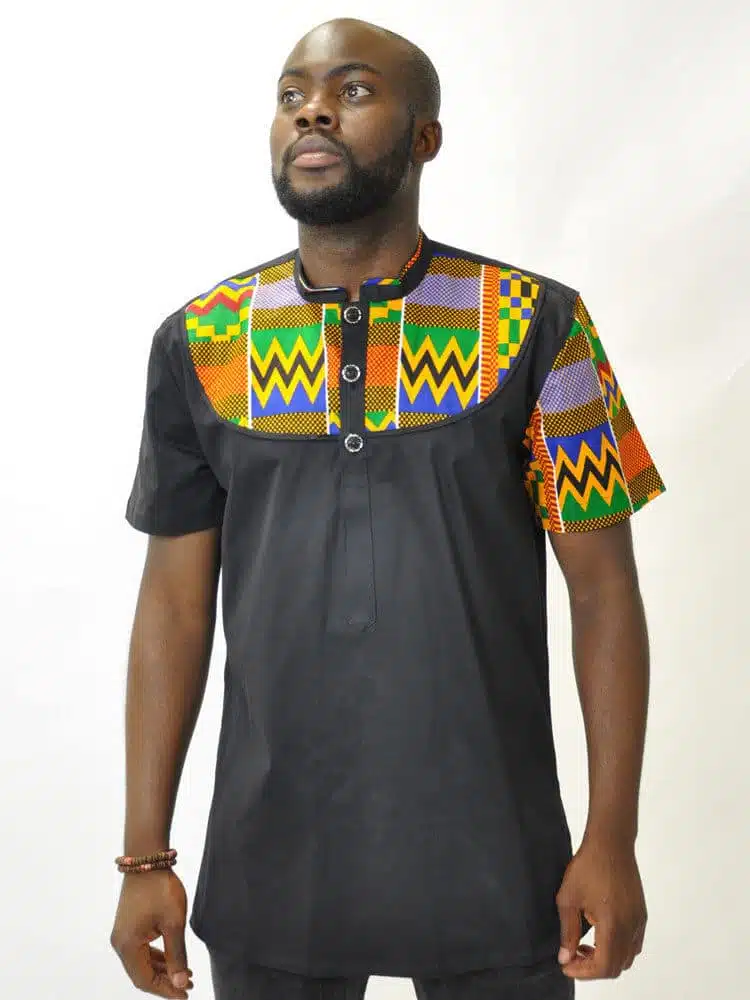 Men Navy Blue and White Embroidery | African Clothing Store UK