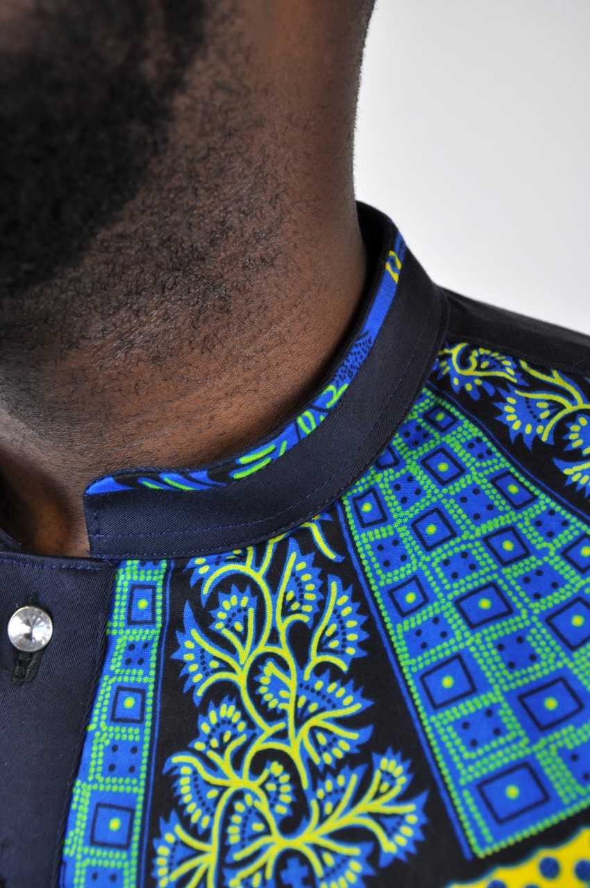 close Adjo Long Sleeved African Ankara Fusion Shirt