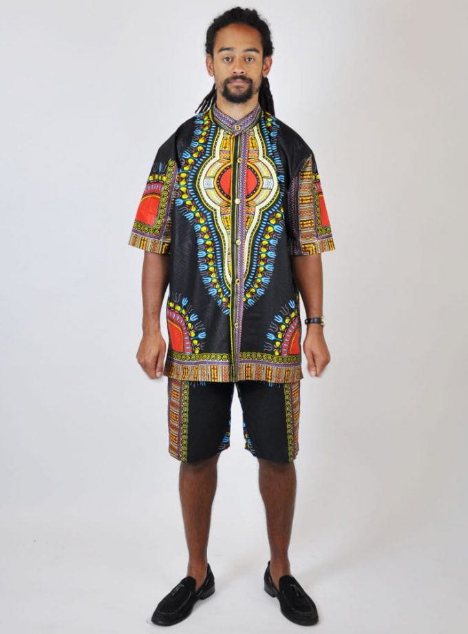 black African Dashiki Matching Short Pants Set Co-ord from African Clothing Store. SKU: 2654