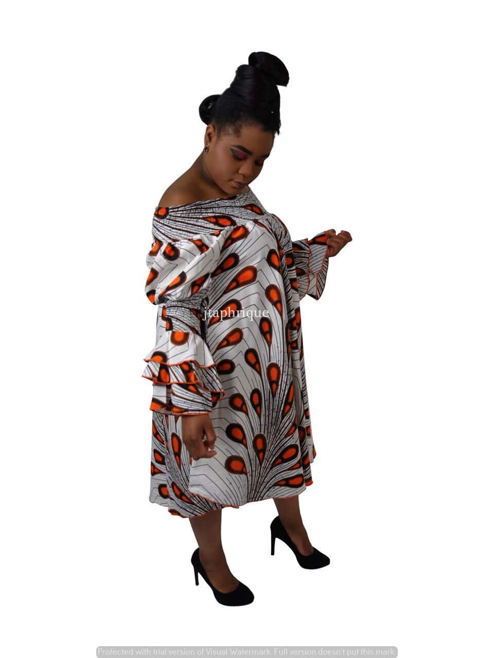 Afican Print Sabrina Tent Dress Alternative Side Image