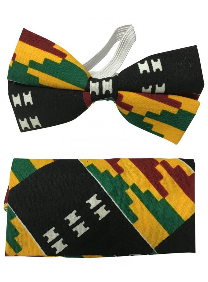 Kente African Print Bow Tie & Handkerchief Set