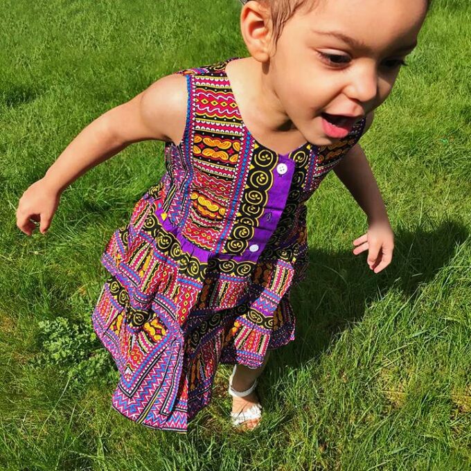 Purple Dashiki Summer Party Dress Size 3-4 years