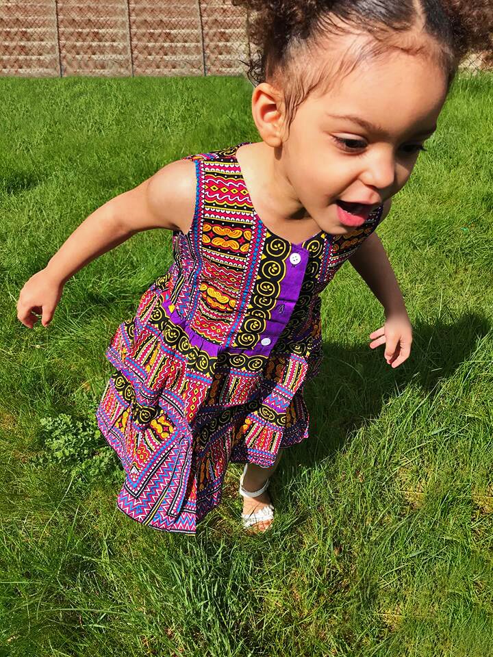 Purple Dashiki Summer Party Dress Size 3-4 years