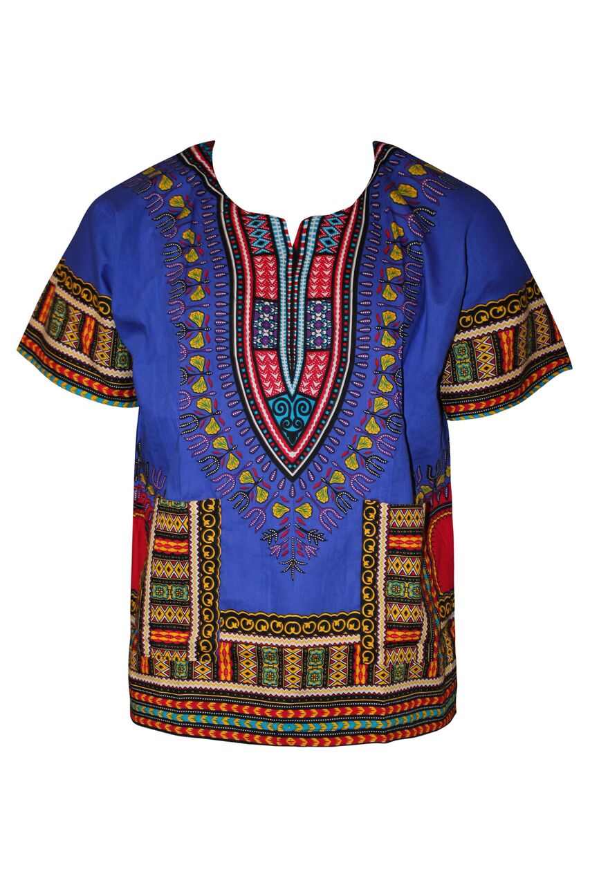 Unisex Dashiki Shirt Front Blue