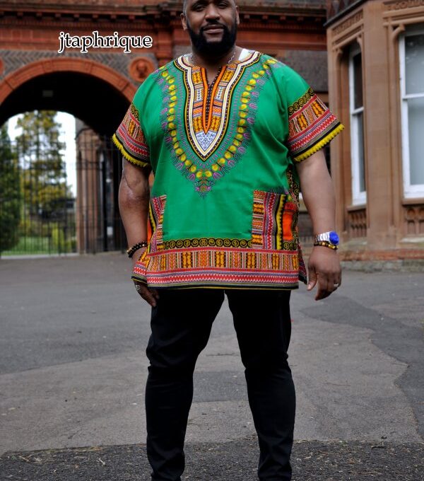 Men's Green African Dashiki Shirt from African Clothing Store.
