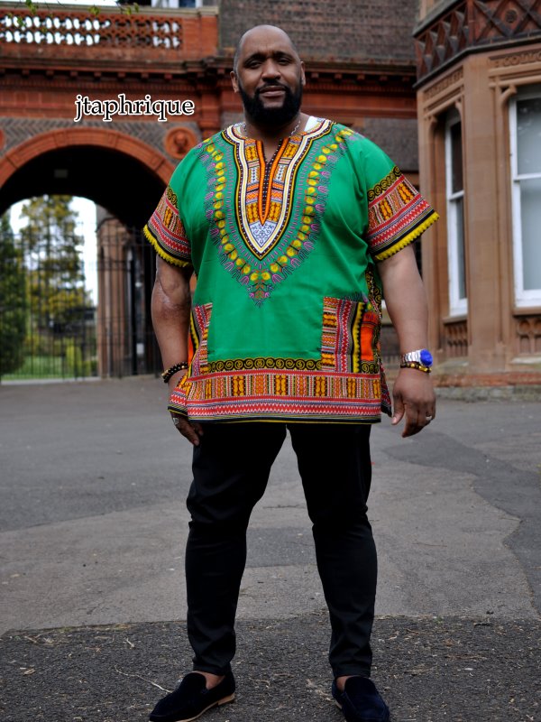 Men's Green African Dashiki Shirt from African Clothing Store.