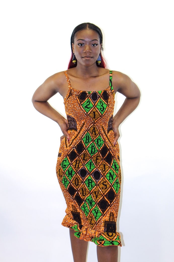 African Print Strappy Bodycon Dress