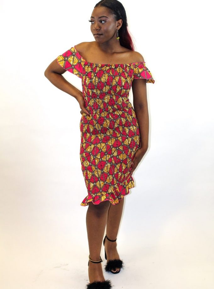 Bardot Bodycon African Print Dress
