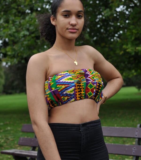 Colourful Kente African Print Bandeau Crop Top - African Clothing Store