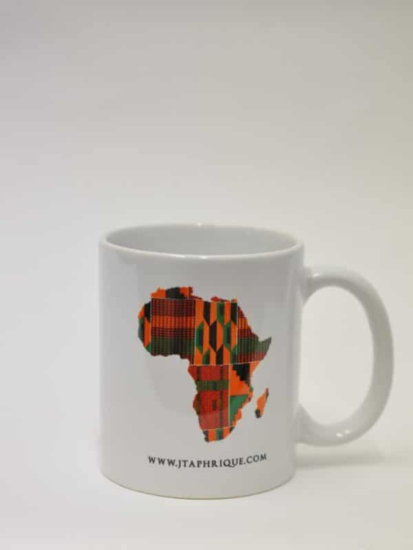 A Mug With African Map Shape Kente Print Design