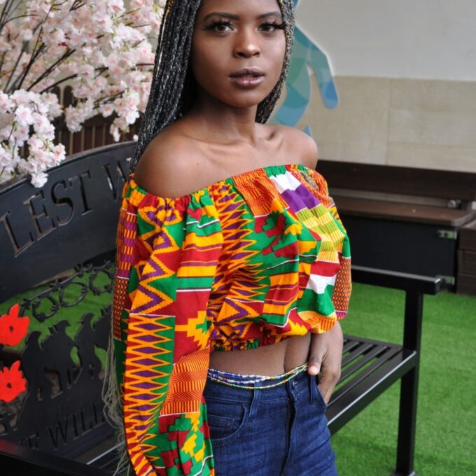 Colourful Kente African Print Bandeau Crop Top - African Clothing Store