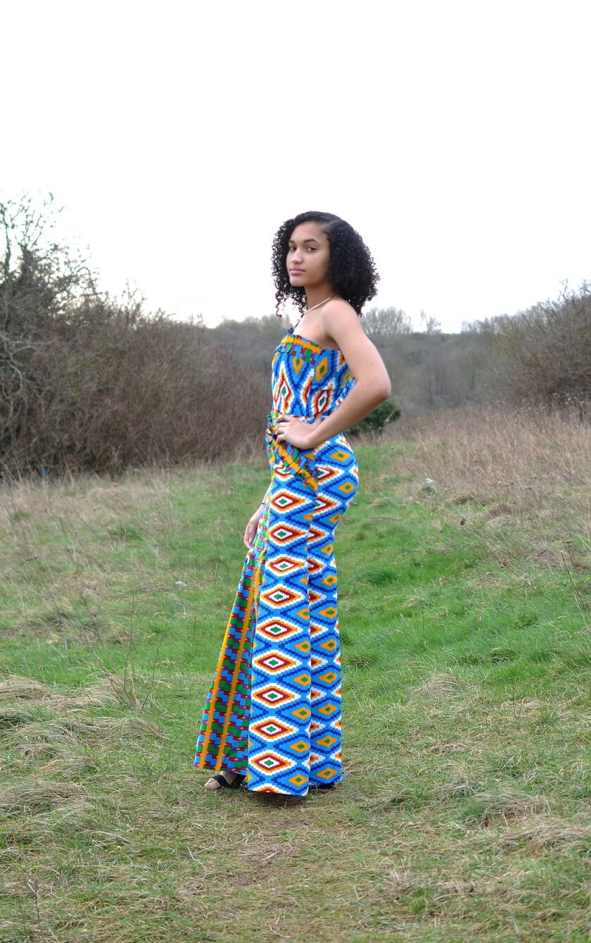 ss African Kente Adowah One Shoulder Silhouette Occasion Dress