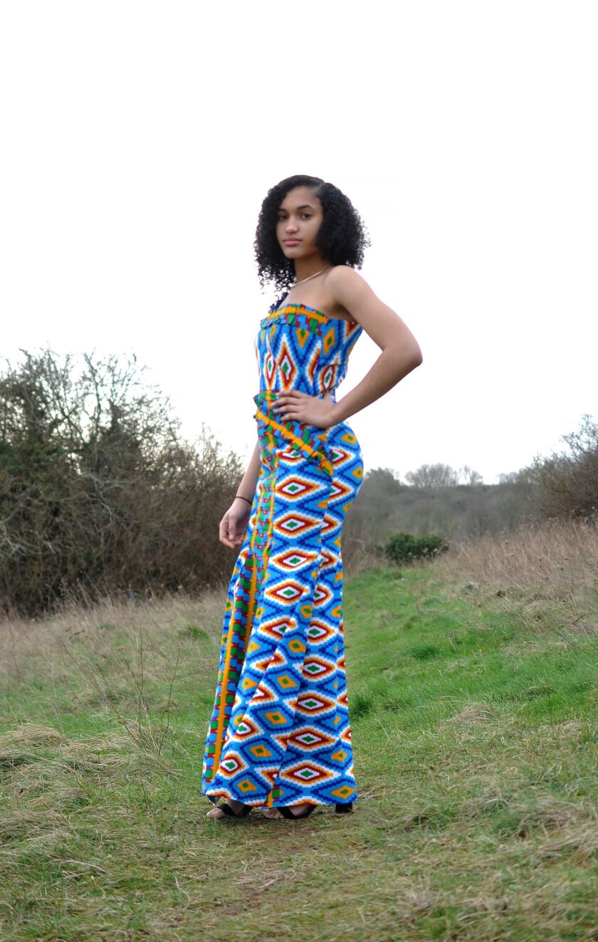 sb African Kente Adowah One Shoulder Silhouette Occasion Dress