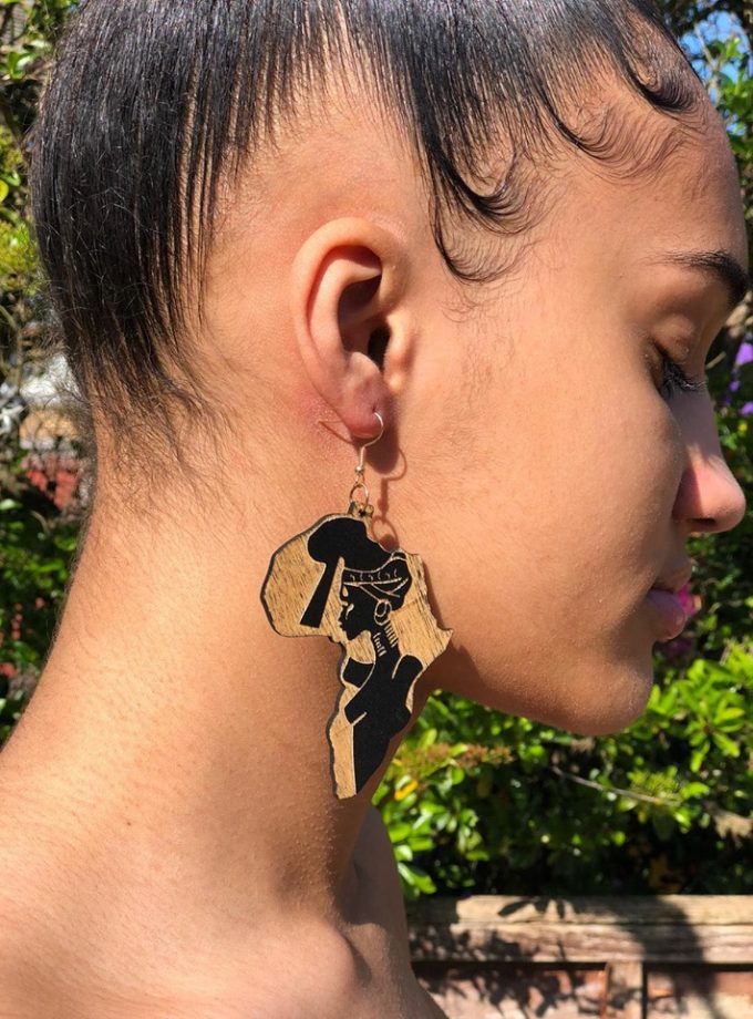 African Shaped Wooden Earrings