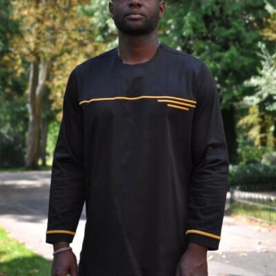 Black & Gold African Polished Cotton Shirt