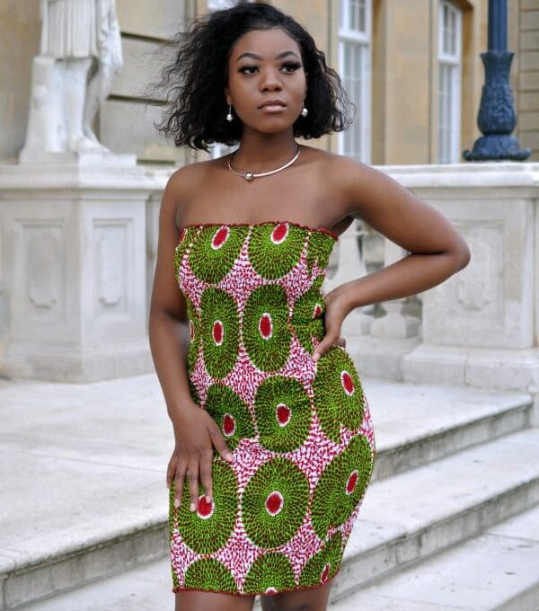 Green Kiki African Print Bandeau Bodycon Dress