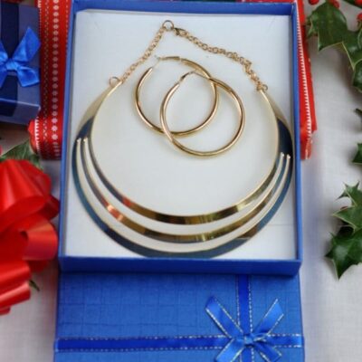 Gold Plated Statement bridal necklace With Earrings