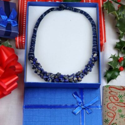 Blue Beaded choker Necklace