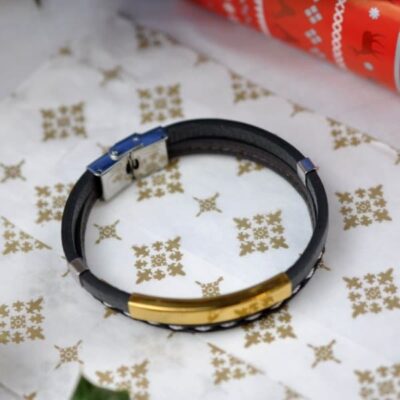 Faux Leather & Gold Bracelet