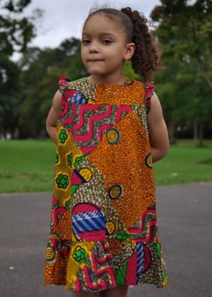 Kids size 5-7 Year Old Casual African Print Multi Coloured Dress