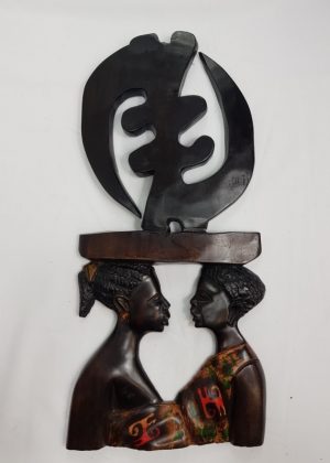 African Gye Nyame Traditional Wooden Craft 'Sister'