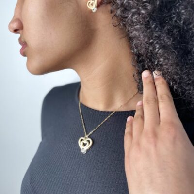 Gold Coloured Stainless Steel Necklace & Earring Set