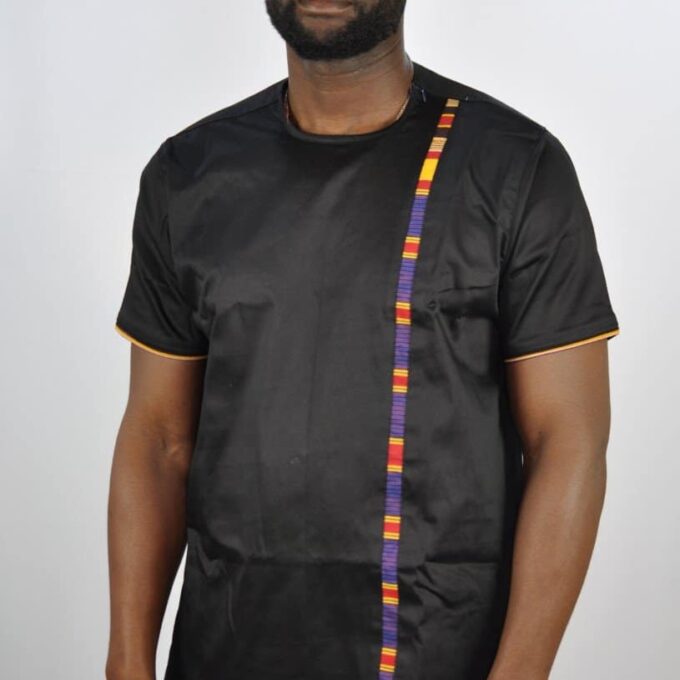 Uganda Mixed Print Black Shirt