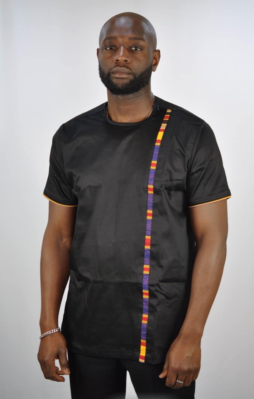 Men's Uganda Mixed Print Shirt Black Polished Cotton - African Clothing ...