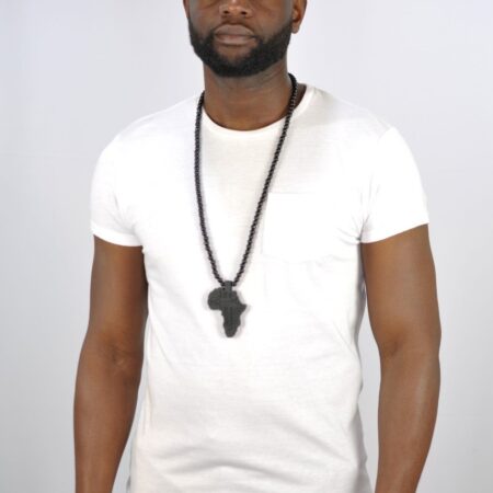 African Shape Pendant 15" Black Necklace
