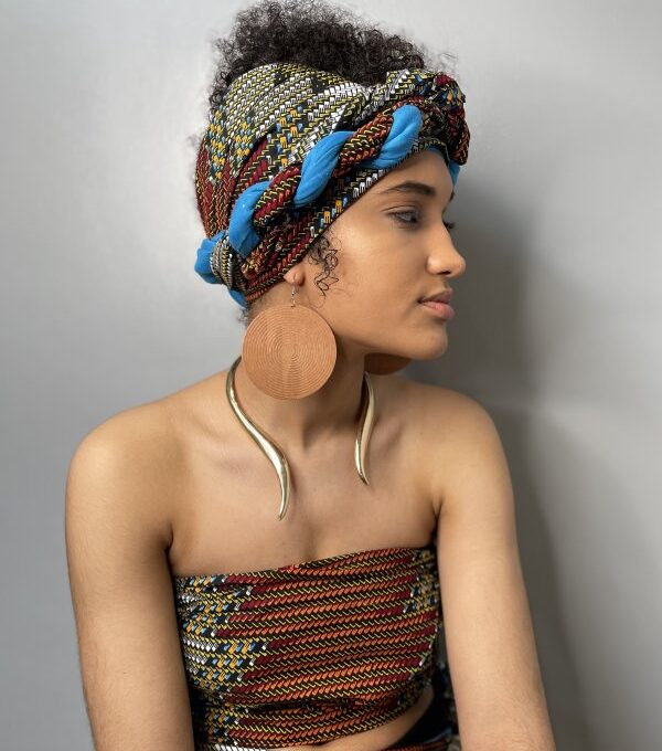 African print best sale dress with headwrap