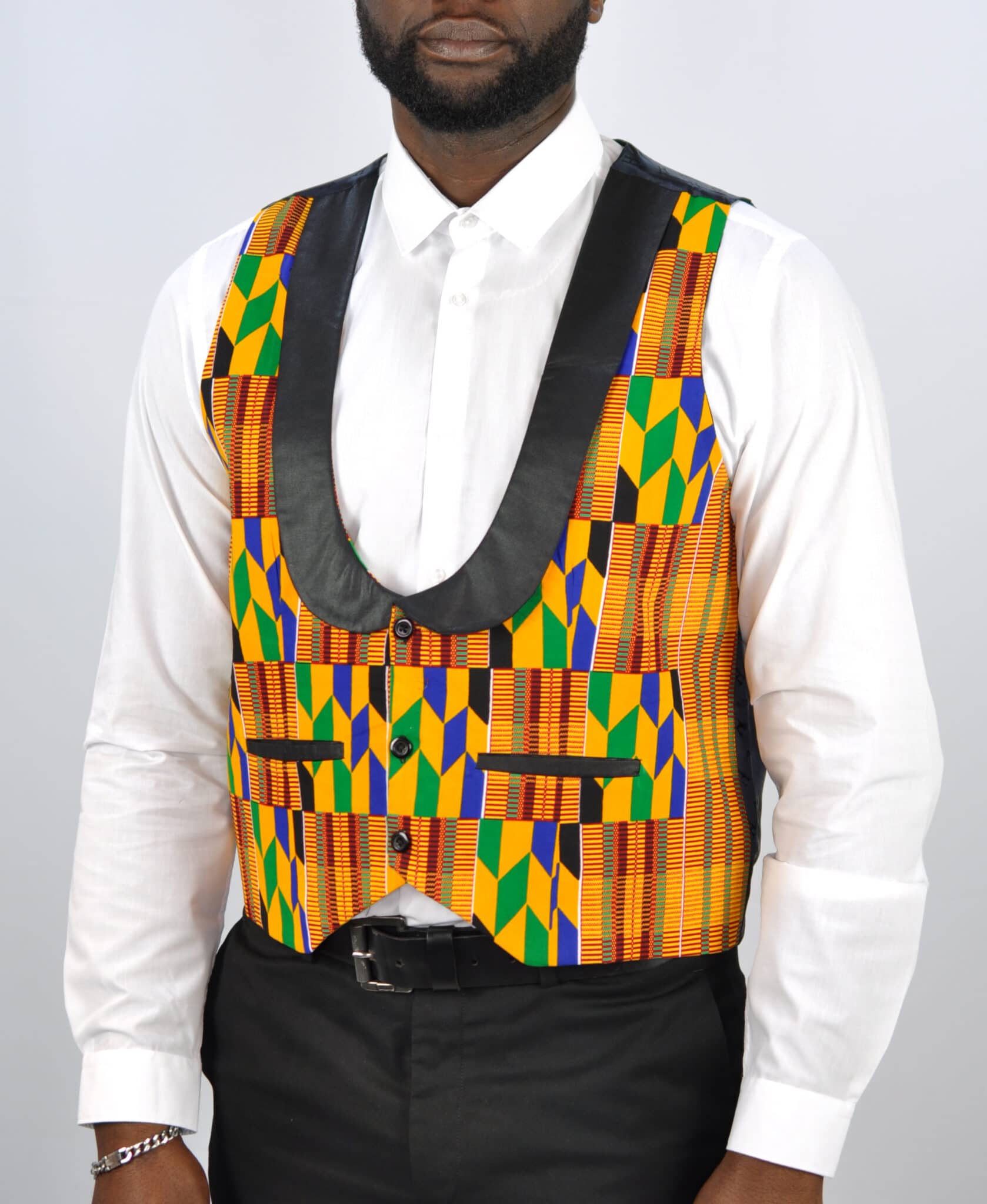 Low Cut African Kente Print Waistcoat Authentic African Clothing Store