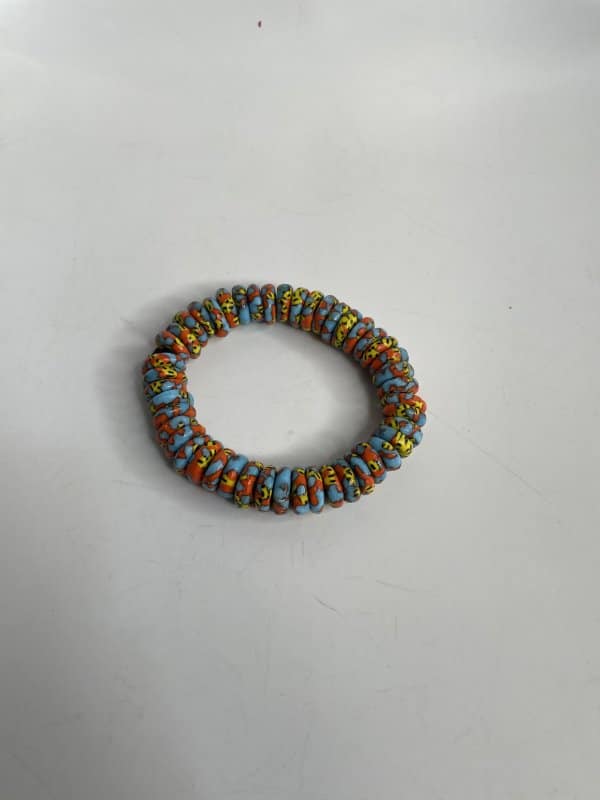 Blue & Orange Glass Bead Necklace Set Image of Bracelet
