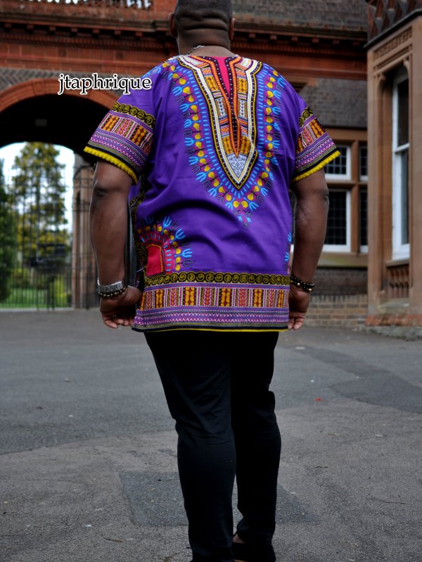 Men’s Purple African Dashiki Shirt African Clothing Store Jt Aphrique