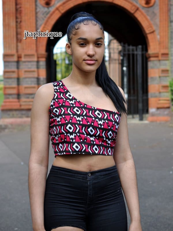 Liquorice African Print One Shoulder Crop Top - African Clothing Store