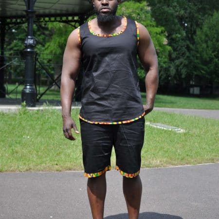 Abasi African Trim Two Piece Short Matching Set Image of Front