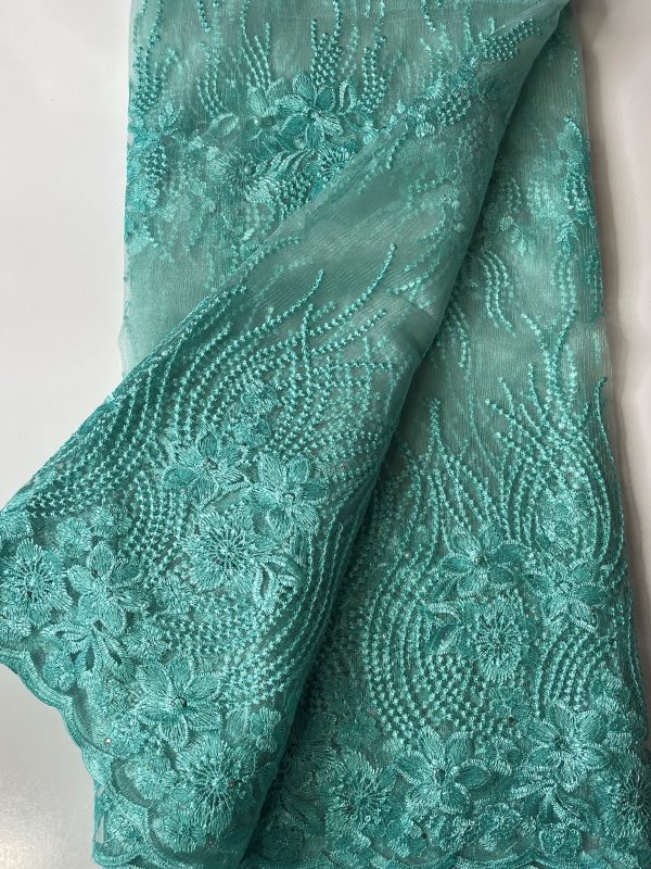 Mint Green French Lace Fabric - African Clothing Store