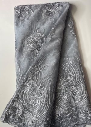Silver French Lace Fabric
