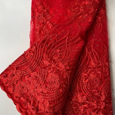 Red French Lace Fabric