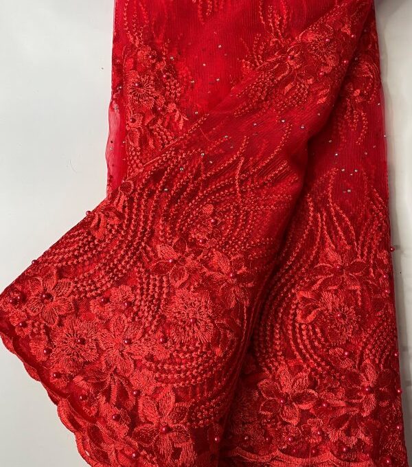 Red French Lace Fabric
