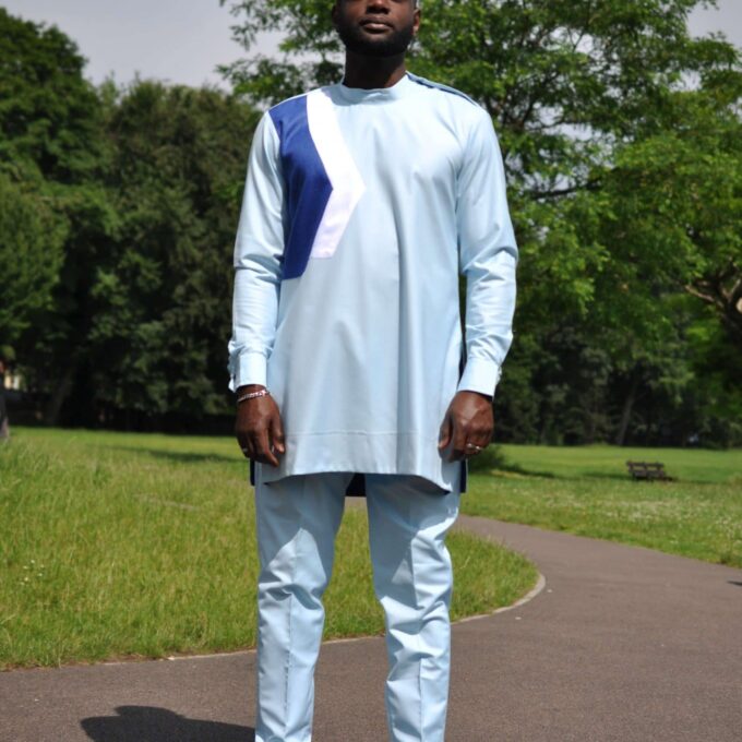 Kwadzo Blue African Men's Suit