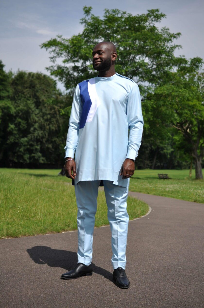 Kwadzo Blue African Men's Suit front