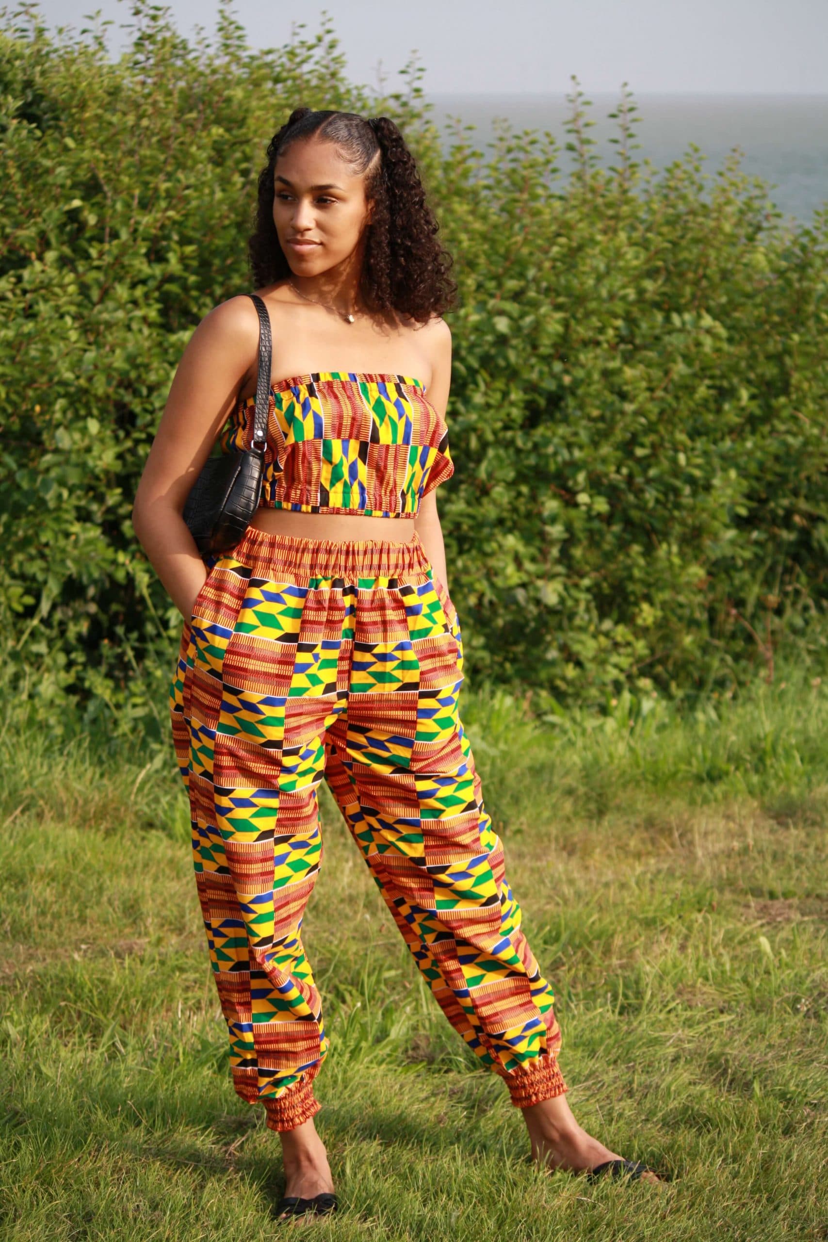 Jtaphrique - This African kente bandeau and joggers set is