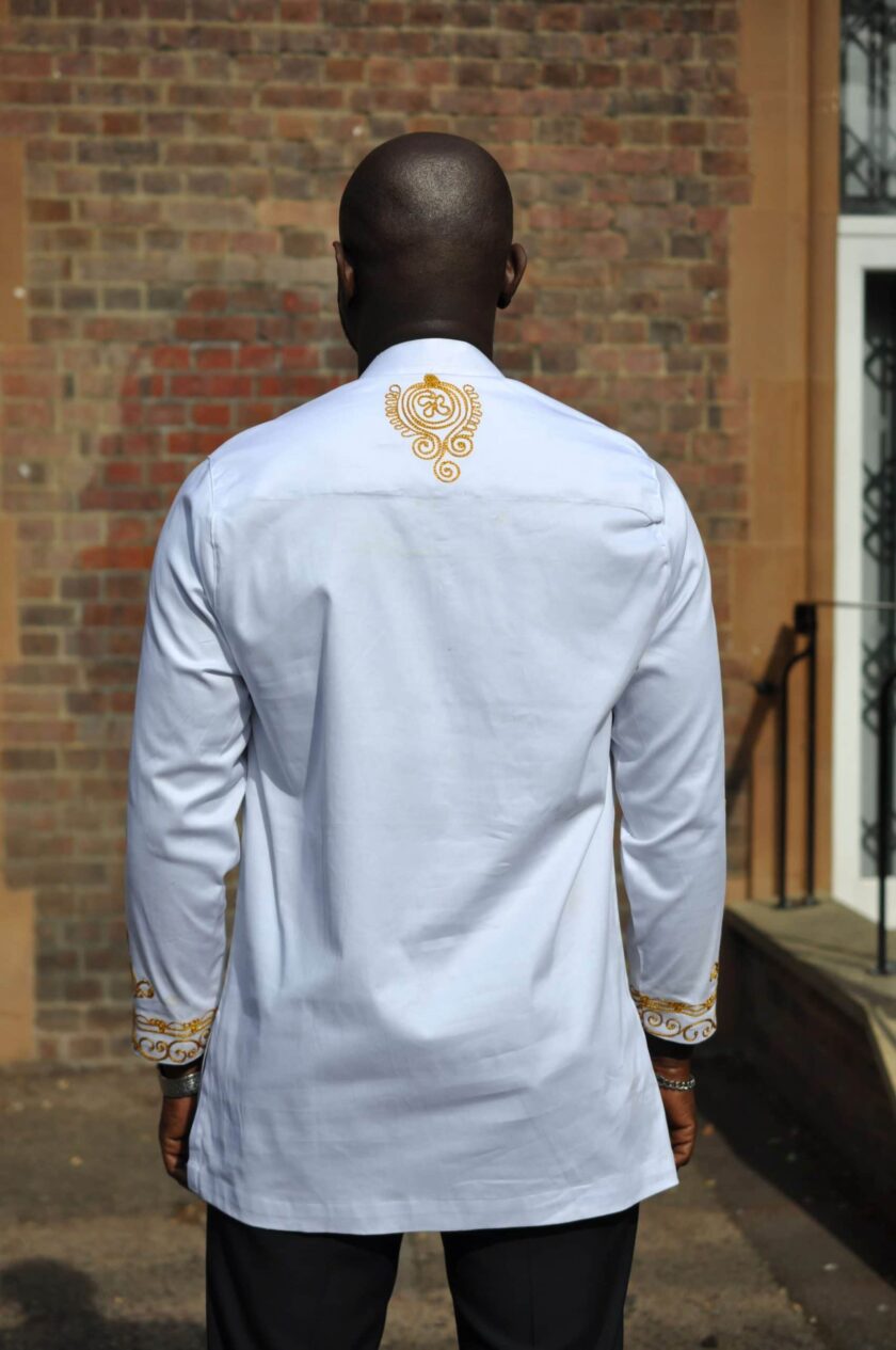 Ekow White and Gold Men's Suit back